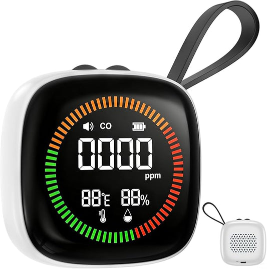 Portable Carbon Monoxide Detector,3-in-1 Rechargeable Co Monoxide Detector with Fahrenheit(°F/℃) & Humidity,Co Detector for Travel Camp Motor Home Basement Hotel