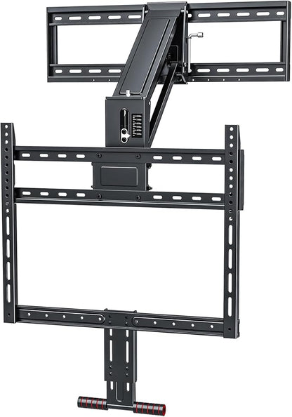 Pull Down TV Mount for Fireplace, Height Adjustable for Most 43-80 Inch TVs, Max VESA 600x400mm up to 80lbs, Full Motion Articulating Above Mantle Installation