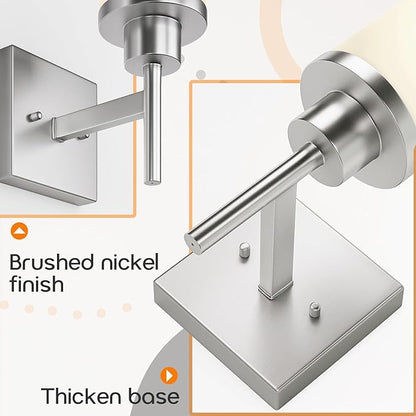 AONEON Bathroom Light Fixtures Brushed Nickel Vanity Lights with White Frosted Glass Shade, Wall Lamp for Mirror Kitchen Bedroom Porch, 2 Pack T001BR-L1-P2