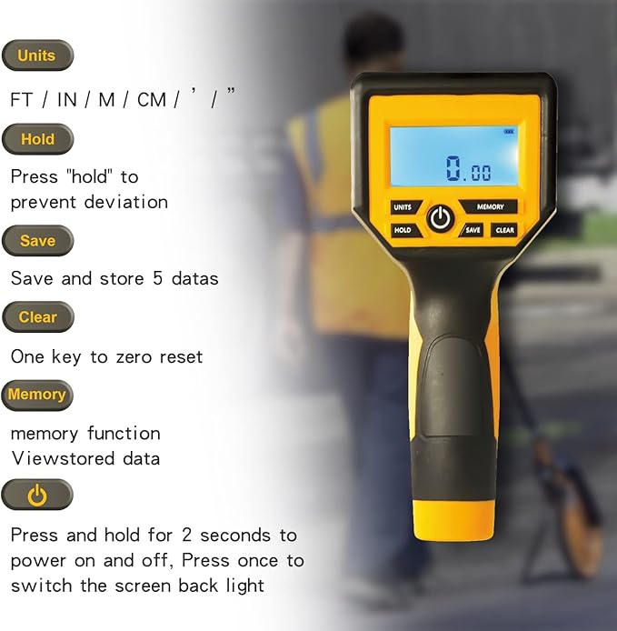 Zozen Measuring Wheel Digital Display High Precision, Premium Measure Wheel with Backlit Display, Multifunction-Metric/Imperial/Hold/Save/Memory etc.