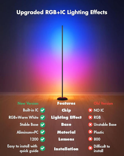 Vexinat Corner Floor Lamp - 2 Pack LED Corner Lamp with App/Remote/Button Control, Smart LED Floor Lamp with Music Sync and 16 Million Colors, Color Changing Standing Lamp for Living Room, Bedroom