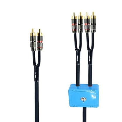 25ft Sound Channel swicher 2 male to 4 Male RCA Switch Selector 2 input 1 Output R/L Stereo Audio 1 in 2 Out Stereo Audio Splitter with Mute Button No External Power Required CD Speaker DVD Playe