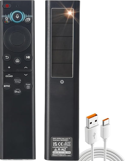 Replacement for Samsung TV Remote Solar Charger, Rechargeable Battery Solarcell Remote for Smart TV, Compatible with BN59-01385A BN59-01432A with Voice, for Neo, Sero, QLED, OLED, Frame, UHD Smart TV