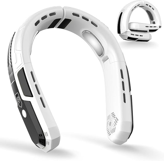 WXX Portable Neck Fan, Neck Fan Rechargeable, 360° Cooling Personal Fan, 3 Speeds Foldable Quiet Wearable Fan for Travel Outdoor Indoor, Birthday Gifts for Men Women-White&Black
