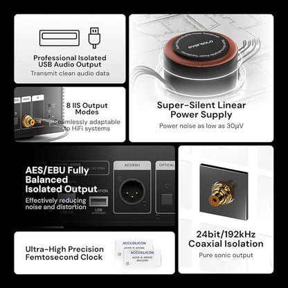 Eversolo T8 Music Streamer Transport with Remote | Dual Femtosecond Clocks, Fully Electrical Isolation Output & Stream Tidal, Qobuz and More | IIS, Coaxial, AES/EBU, USB Audio, and Optical Output