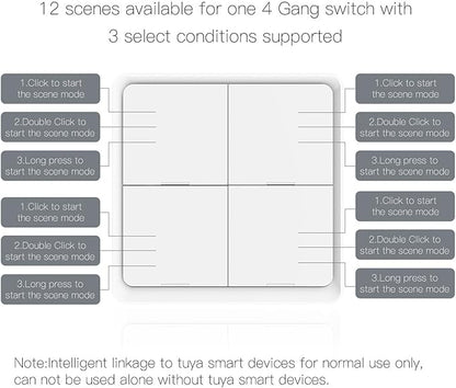 Intelliegent Home Multiple Scene Controller 4 Button Compact Remote Wall Mountable House Automation Switches for House Security Systems Accessory