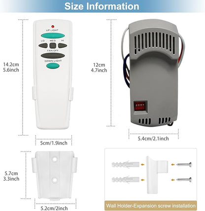 Hampton Bay Ceiling Fan Remote Control Kit, with Up and Down Light Remote Replacement for Hampton Bay Harbor Breeze Hunter Fan-HD FAN-53T FAN-35T UC7078T CHQ7078T Kit