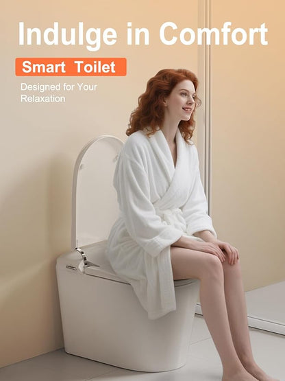BAYTINA Smart Toilet with ADA Comfort Height Heated Seat, Night Light, Tankless Auto Toilet Flushing, Foot Sensor Operation, Modern Elongated One-Piece Toilet for Bathrooms