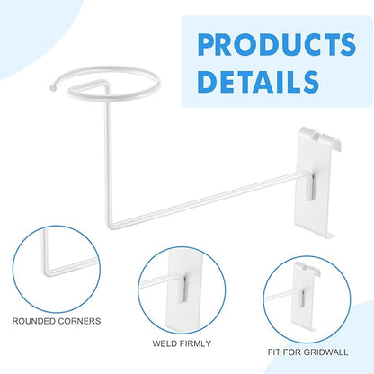 Blulu 6 Pcs Hat Displayer for Gridwall, Metal Hat Helmet Rack Retail Store Display Shelves Organizer Cap Rack Wall Fixtures Gridwall Hooks Accessories for Craft Show Garage (White)