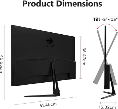 Z-Edge 27-inch Gaming Monitor QHD 2560 x 1440 2K, 180Hz Refresh Rate, 1ms MPRT, UG27QF Fast IPS Computer Monitor with Crosshair, HDMI 2.0x2, DP 1.4x2
