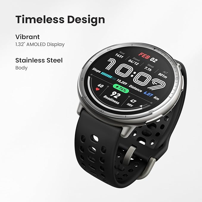 Amazfit Active 2 Sport Smart Watch Fitness Tracker for Android and iPhone, 44mm, 10 Day Battery, Water Resistant, GPS Maps, Sleep Monitor, 160+ Workout Modes, 400 Face Styles, Silicone Strap, Free App