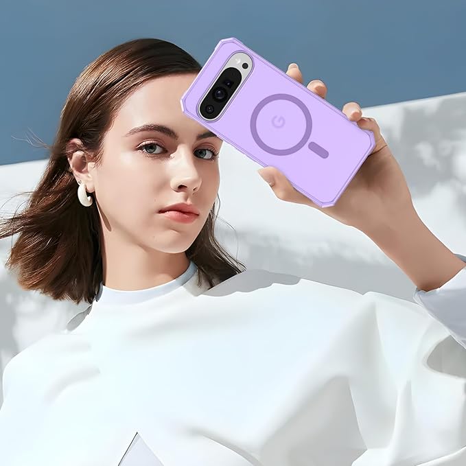 Magnetic for Google Pixel 9 Pro XL Case, [Military Grade Drop Protection] [Compatible with MagSafe] Shockproof Slim Translucent Matte Anti-Slip for Women Girls Men Case, Lavender