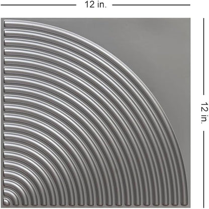 From Plain To Beautiful In Hours 9002 Arc Swell PVC 12 in x 12 in Peel and Stick Wall Panels (Covers / 10 sq.ft), Silver, 10 Piece