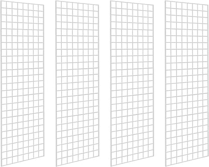 NEESEEYEE Commercial Grade Gridwall Panels – Heavy Duty Grid Panel for Any Retail Display, 2’ Width x 6’ Height, 4 Gridwall Panels Per Carton (White Finish)
