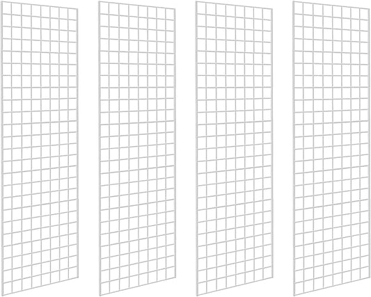 NEESEEYEE Commercial Grade Gridwall Panels – Heavy Duty Grid Panel for Any Retail Display, 2’ Width x 6’ Height, 4 Gridwall Panels Per Carton (White Finish)
