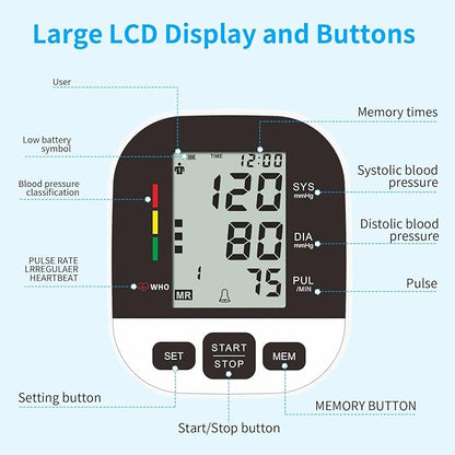 CardioVantage Blood Pressure Monitor for Home Use, Upper Arm Blood Pressure Machine with Large Cuff (8.7’’-16.5’’), Automatic BP Cuff with Large Screen, 2 User, 198 Memories