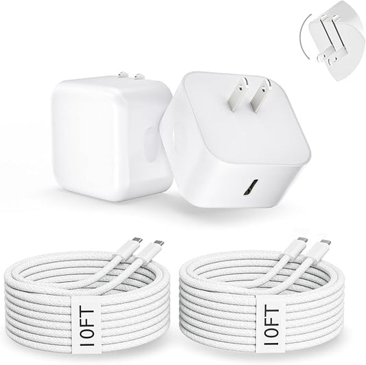 2 Pack Fast Charger iPhone 17/16/15,40W USB C Dynamic Apple Adapter with 60W Max 10FT Type C-C Fast Charging Woven Cable 40W Apple Wall Charger for iPhone 17 Pro/17 Air/16e/16/15Plus,iPad Pro/Air/Mini