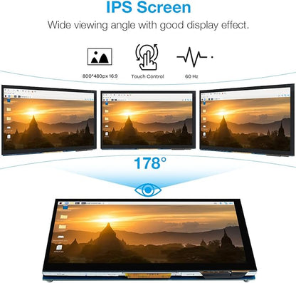 Hosyond 7 Inch Touchscreen IPS DSI Display Compatible with Raspberry Pi 5/4/3, 800x480 Pixel Capacitive Screen MIPI Driver-Free Interface