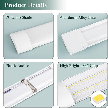 colmeguna 1 Packs 4FT LED Batten Light, Ultra-Thin Slim Ceiling Surface Mounted Light, 40W, 4000K, IP20, LED Ceiling Lamp for Garage, Shop, Hallway, Office, Market