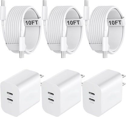 USB C Charger for iPhone 17/16/15 Pro Max Charger Fast Charging 10FT, 20W C Charge Block with USB C to C Cord Cable Compatible for iPhone 17 16 15 Pro Max/17 16 15 Pro/17 16 15 Plus/17 16 15