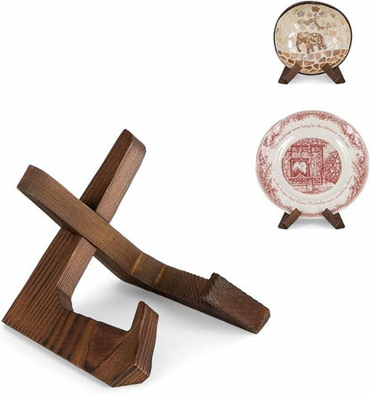 ANBOXIT Bowl Stands for Display, 3.5 Inch Plate Holder, Wooden Easel Frame Holder, Display Stand for Large Deep Platters and Dishes, 3.5" H x 4.8" W x 4" D (For Bowls under 2.5" in Depth)