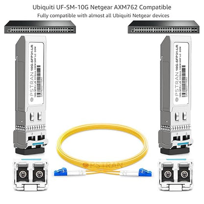 OPSTRAN 10GBASE-LR SFP+ Optical Transceiver Module Compatible with Ubiquiti Unifi UF-SM-10G 10G SFP+ LR 1310nm 10km DDM Duplex LC SMF 4 Pack