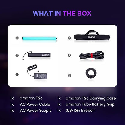 Aputure Amaran T2C RGBWW LED Tube Light 2500K to 7500K,Support APP and DMX Control (T2C 20W 23.6inch/60CM)