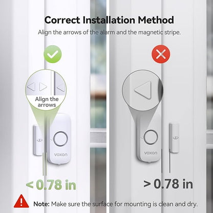 Door Alarms for Kids Safety, VOXON Window Alarm Door Alarm for Home Security Personal Security Window Alarms Sensor Burglar Door Alarm for Pool, Cars, Sheds, Caravans DIY Kit Pack of 2