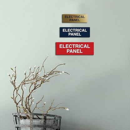 All Quality Basic Electrical Panel Sign - Fire Regulation Safety Compliance Sign - Black/Gold - Large (10 Pack)