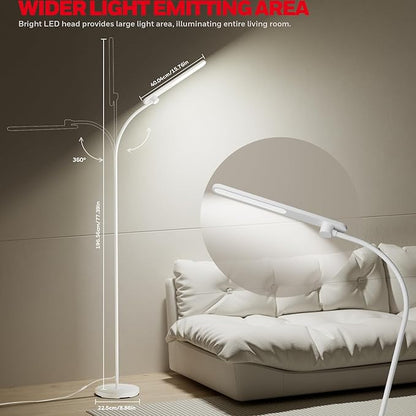 Honeywell LED Floor Lamp, F4 Sunturalux™ Gooseneck Reading Floor Lamp, Super Bright Stepless Dimmable Task Light with Flexible Arm, Eye-Caring Tall Standing Lamp for Living,Bedroom Office