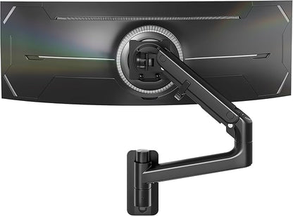 monTEK Monitor Wall Mount for 17-57“ up to 59.4 lbs Ultrawide Screens, Single Heavy-Duty Aluminum Gas Spring Monitor Arm with Full Motion Adjustment, VESA 75x75/100x100 Compatible, Black