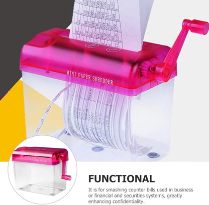 Manual Desktop Paper Shredder Red Small Handheld Shredder for Office and Home Use Wear-Resistant for A4 Paper and Cards