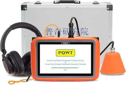 PQWT L40 Underground Water Leak Detectors for Home Wall Water Pipe Detector Machine Vertical Sensor Acoustic Pipeline Leakage Detection Kit Noise Reduction Headphone Smart Touchscreen Carry Case