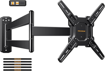 Perlegear Long Arm TV Wall Mount for 26-65 inch TVs up to 100 lbs, Corner TV Mount Bracket with 31.65” Extension, Swivel, Tilt Articulating Arms, Max VESA 400x400mm, Full Motion Wall Mount PGMF25B