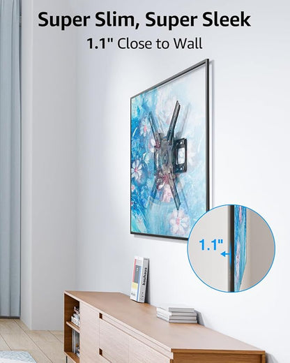 MOUNTUP Ultra Slim TV Wall Mount for Samsung The Frame/Neo QLED 8K/4K TVs, Low Profile TV Mount, Rotating 90 Degree Landscape to Portrait, Wall Mount Max VESA 400x400mm Hold up to 88 lbs MU0089