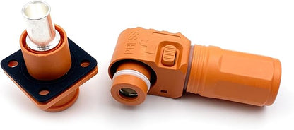 1 Set Battery Energy Storage Connector, 120A 25mm² High Current Connectors Quick Plug Terminal Orange Right Angle Plug and Socket IP67 Waterproof Power Adapter Crimping Wiring (120A, Orange)