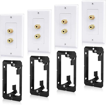 4 Pack Speaker Wall Plate with Low Voltage Mounting Bracket for Banana Plug 1.0 Speaker Home Theater