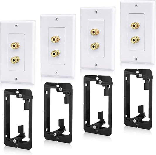 4 Pack Speaker Wall Plate with Low Voltage Mounting Bracket for Banana Plug 1.0 Speaker Home Theater