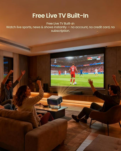 4K Projector with WiFi and Bluetooth, Home Theater 1500 ANSI Lumen Movie Projector,30W Dolby Audio, Licensed Apps Smart Projector,Auto Focus/Keystone,MEMC,360° Adjustable Swivel Stand