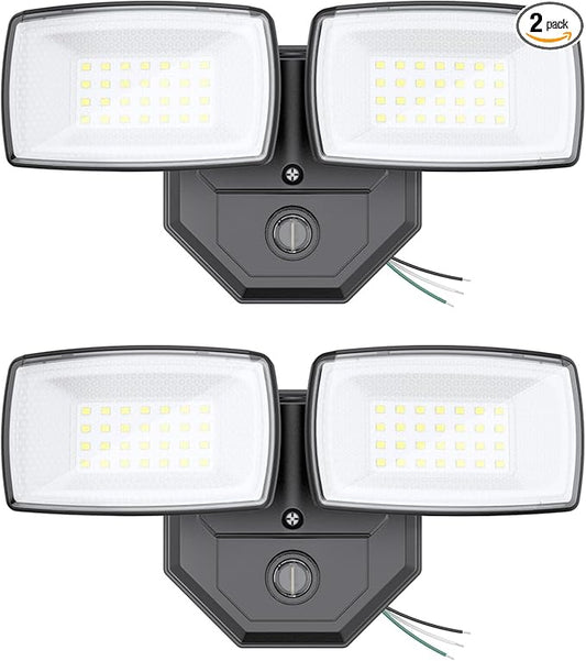 Onforu 32w 3200LM Dusk to Dawn Outdoor Lighting,6500K Dual-Head Flood Light Outdoor with Photocell,IP66 Waterproof Security Lights,2Pack Exterior Daylight off and Night On White Light for Patio Garden