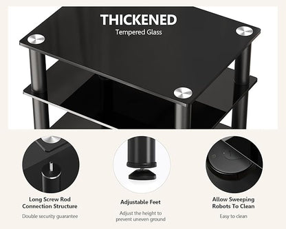 FITUEYES 4-Tier Media Stand Audio/Video Component Cabinet with Glass Shelf for/Apple TV/Xbox One/PS4 AS406001GB