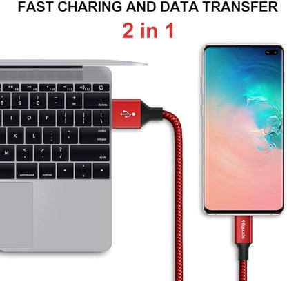 etguuds USB A to USB C Cable 4ft, 2-Pack, 3A Fast Charging Type C Charger Cord for iPhone 17 16 15 Pro Max 16e 17 Air, Samsung Galaxy S25 S24 S23 S22 S21 S20 A17 A16 A56 A55 Flip Fold, Red