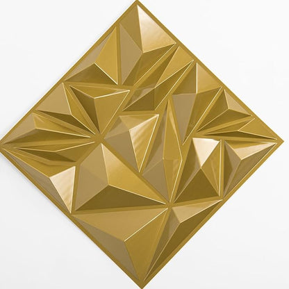 Art3d 33-Pack 3D Wall Panels for Interior Wall Decor, Diamond Textured Feature Wall Paneling for Gaming Living Room TV Wall Background Accent Wall - 12 x 12 inch Gold