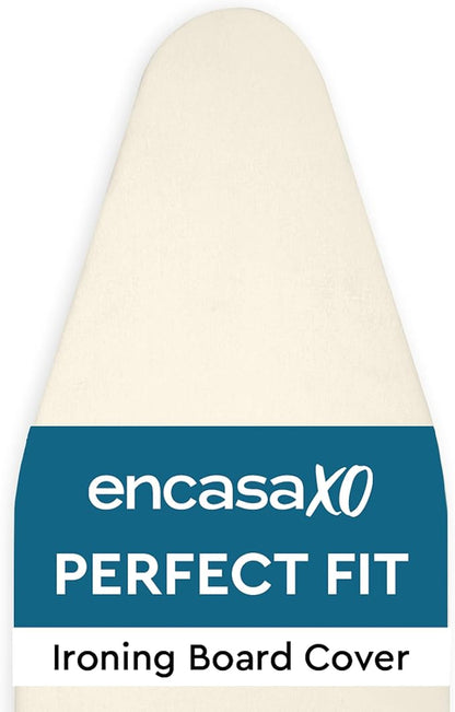 Encasa XO Ironing Board Cover and Pad 54"x18" - 4mm Felt X-Large Iron Board Cover with Padding - Heat Resistant, Stain-Safe Dye, Non Slip Elastic Bungee Cord Tightening Iron Table Cover Natural