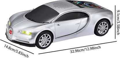 WSTER Luxury Sports Car Model Bluetooth Speaker with HD Sound, TWS Stereo Pairing, Display Screen, Built-in Microphone, Unique Bluetooth Car Speaker for Home, Party, Outdoor & Beach (Silver)