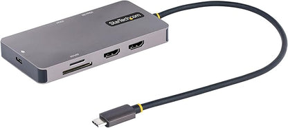 StarTech.com 8-in-1 Mini Docking Station for Windows, ChromeOS and Ubuntu, Dual 4K 60Hz HDMI Video, HDR10, USB 5Gbps Hub, 100W Laptop Charging, GbE, SD, MicroSD