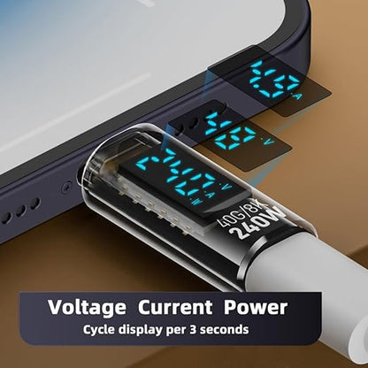 chenyang USB C Digital Display Adapter, USB 4.0 Type C Male to Female 40Gbps 8K@60Hz Data Transfer PD 240W Fast Charging Power Meter Tester Converter Adapter