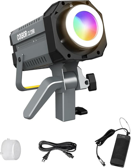 Video Light, COLBOR CL120R RGB 120W Continuous Lighting M/G Balance 2700~6500K CRI96+ Studio Light with Bowens Mount 13 Light Effects for Film Live, Video-Light-Studio-LED-Photography
