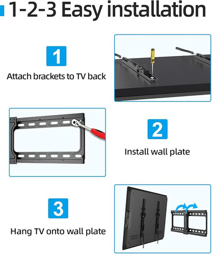 Tilt TV Wall Mount Fits 16-24" Studs, Holds 37-82" TVs up to 132 lbs, Max VESA 600x400mm - by USX STAR