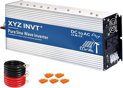 XYZ INVT 3500W Pure Sine Wave Inverter 12V to 120V AC, 7000W Peak Power - Portable Power Converter for Solar System, Off-Grid Home, RV, Truck & Camping